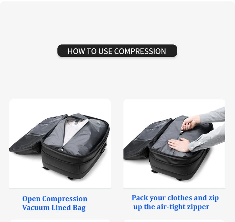 MONTRAVE Compression Travel Backpack — 17" Laptop, Extended Capacity