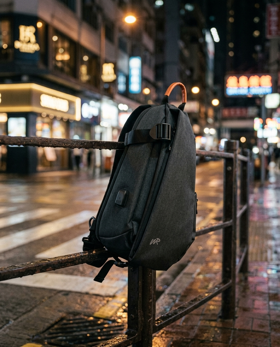 MONTRAVE Anti-Theft Sling Bag — editorial campaign photo