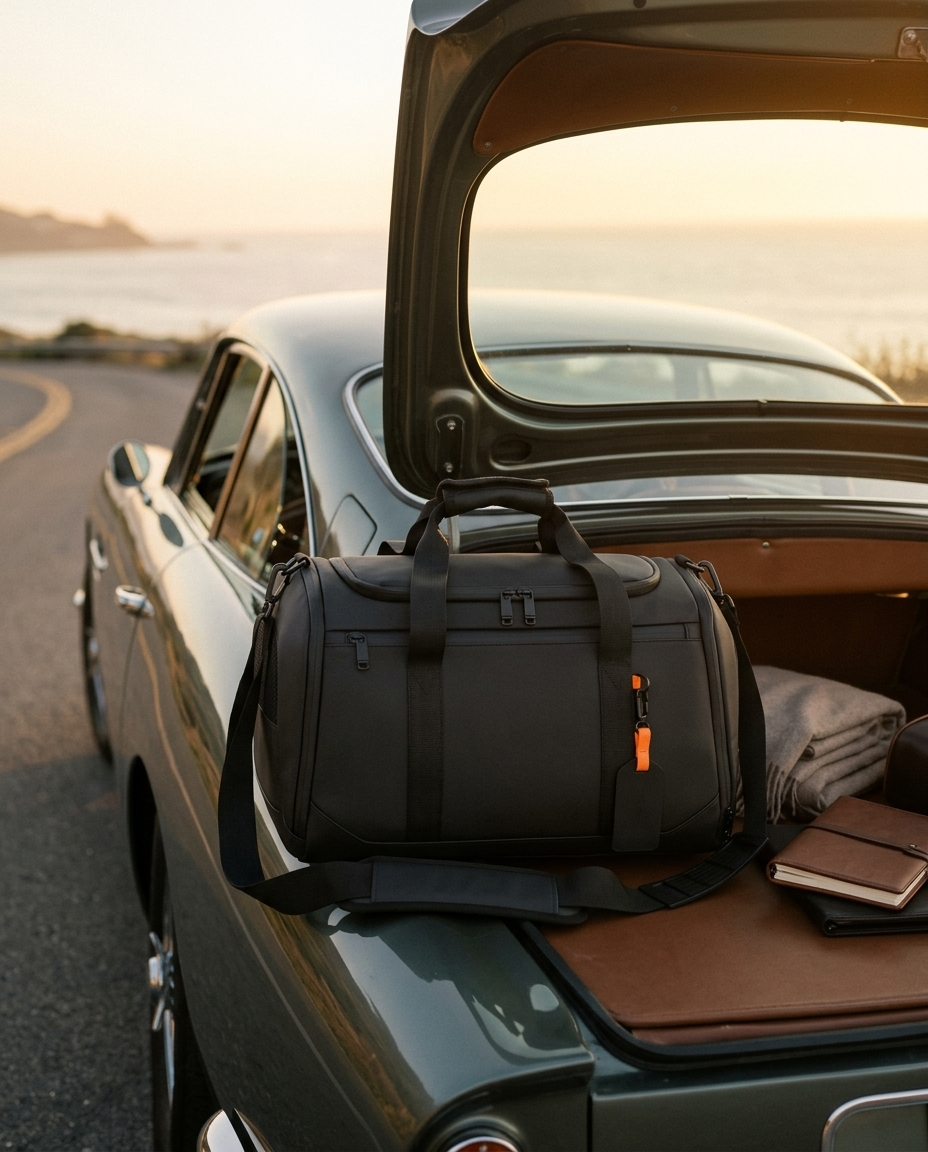 MONTRAVE Voyager Duffel — editorial campaign photo